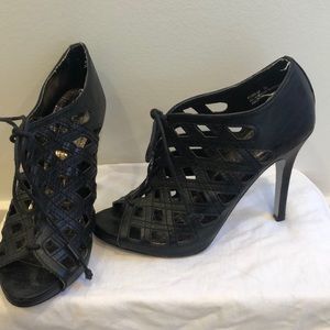Anne Michelle lace up caged booties